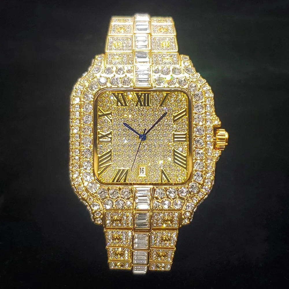Iced Out Square Quartz Watch