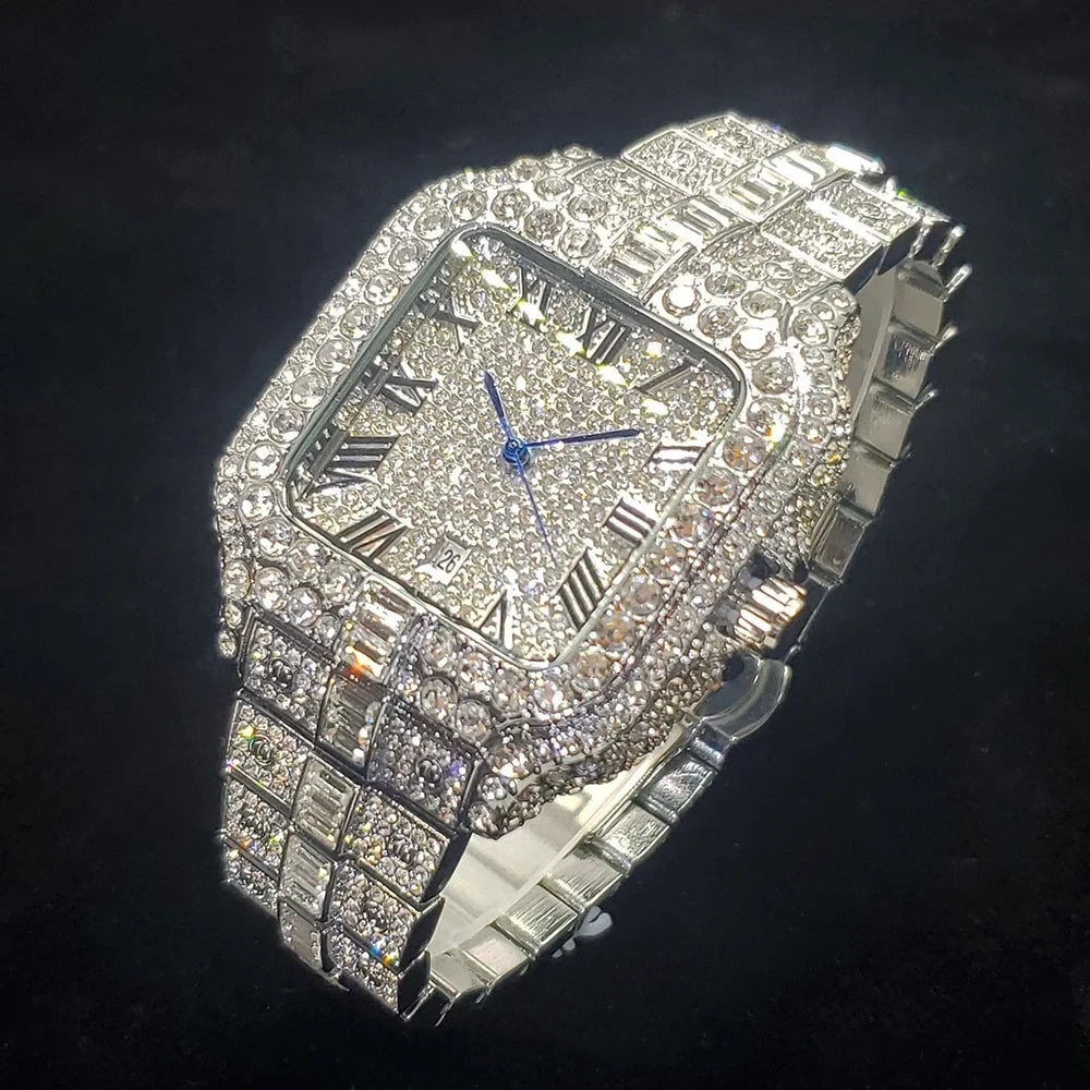 Iced Out Square Quartz Watch