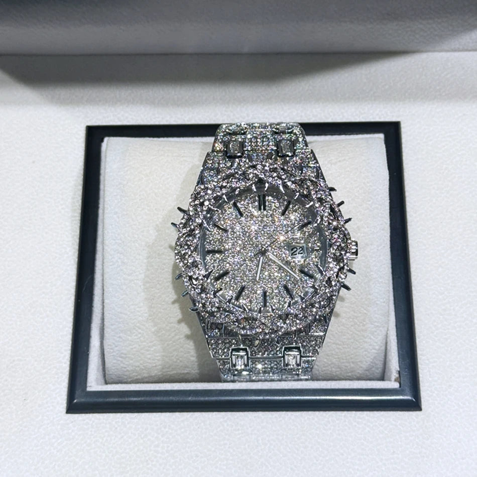 Iced Out Rhinestone Thorn Spike Watch