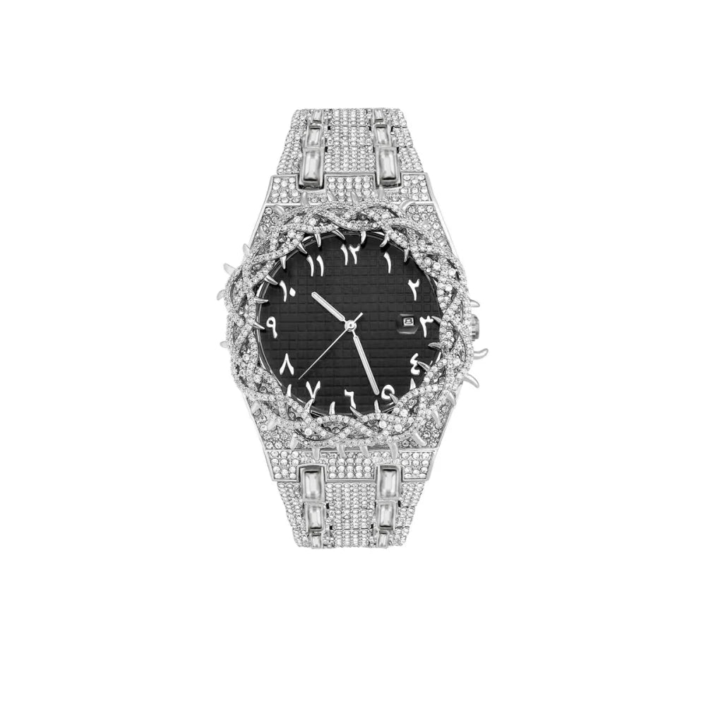 Iced Out Rhinestone Thorn Spike Watch