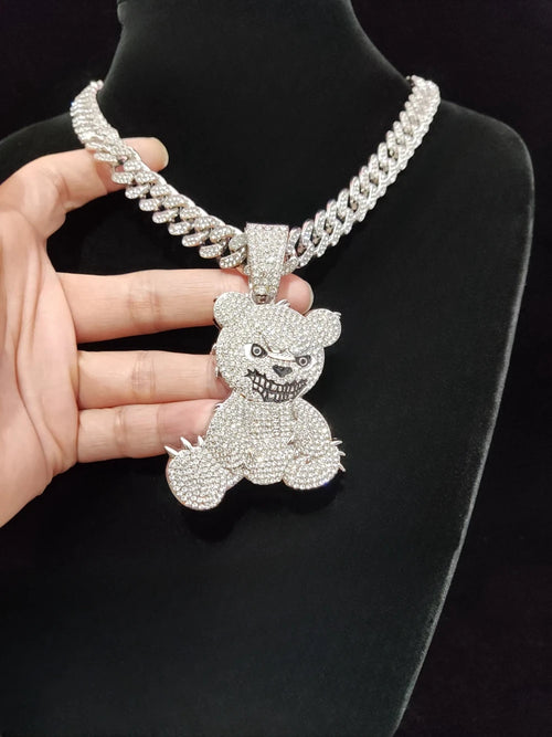 Iced Out Bear Pendant Necklace