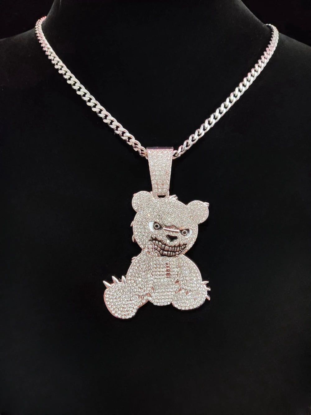 Iced Out Bear Pendant Necklace