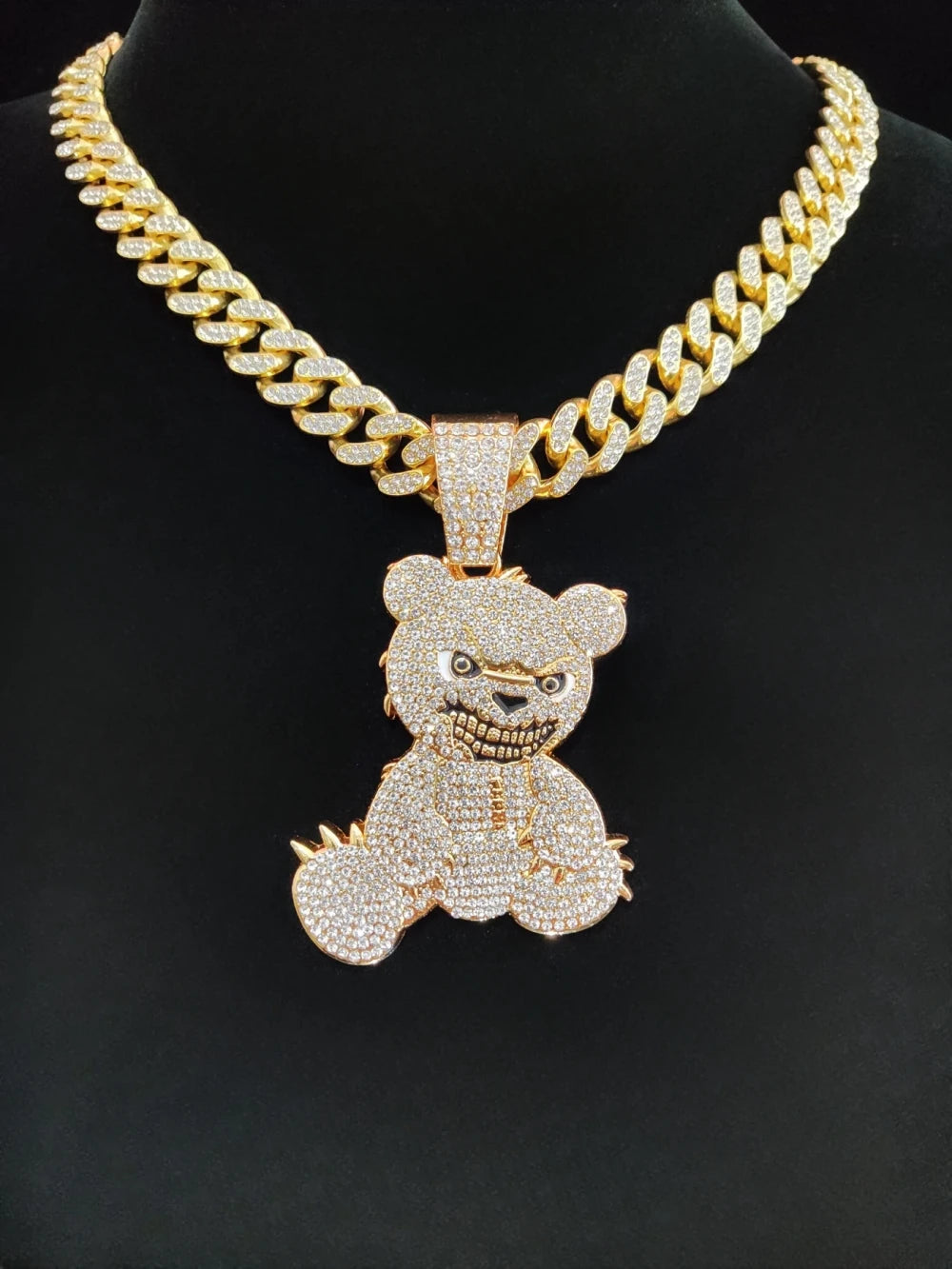 Iced Out Bear Pendant Necklace