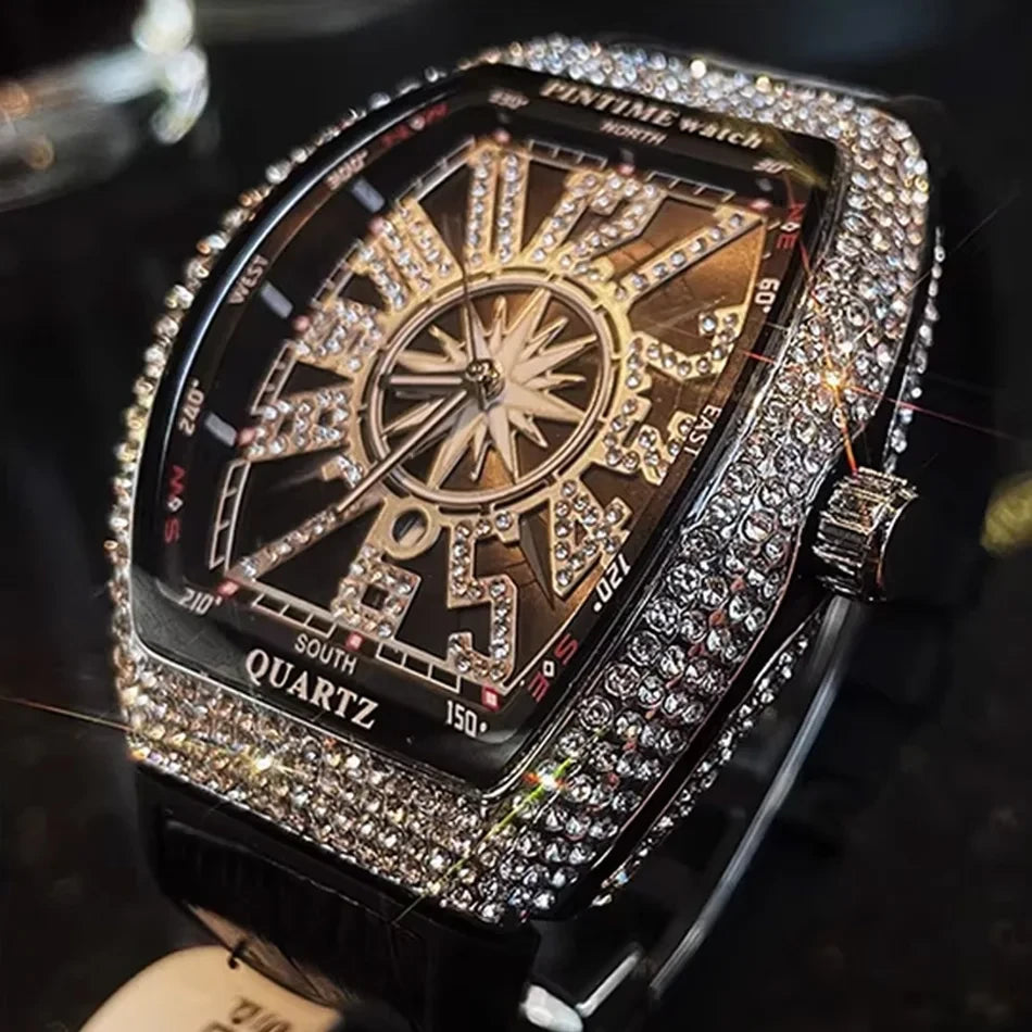 Pintime Diamond Inlay Tonneau Watch
