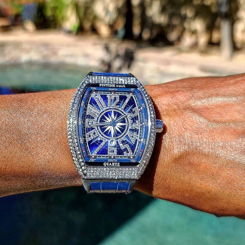 Pintime Diamond Inlay Tonneau Watch