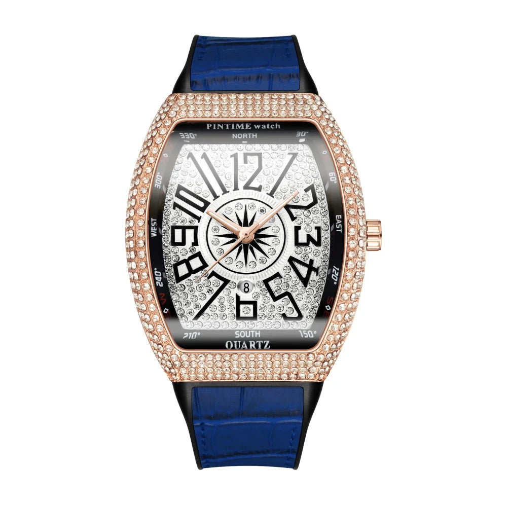Pintime Diamond Inlay Tonneau Watch