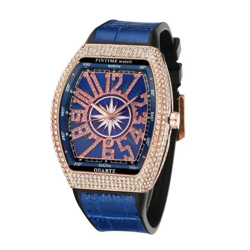 Pintime Diamond Inlay Tonneau Watch