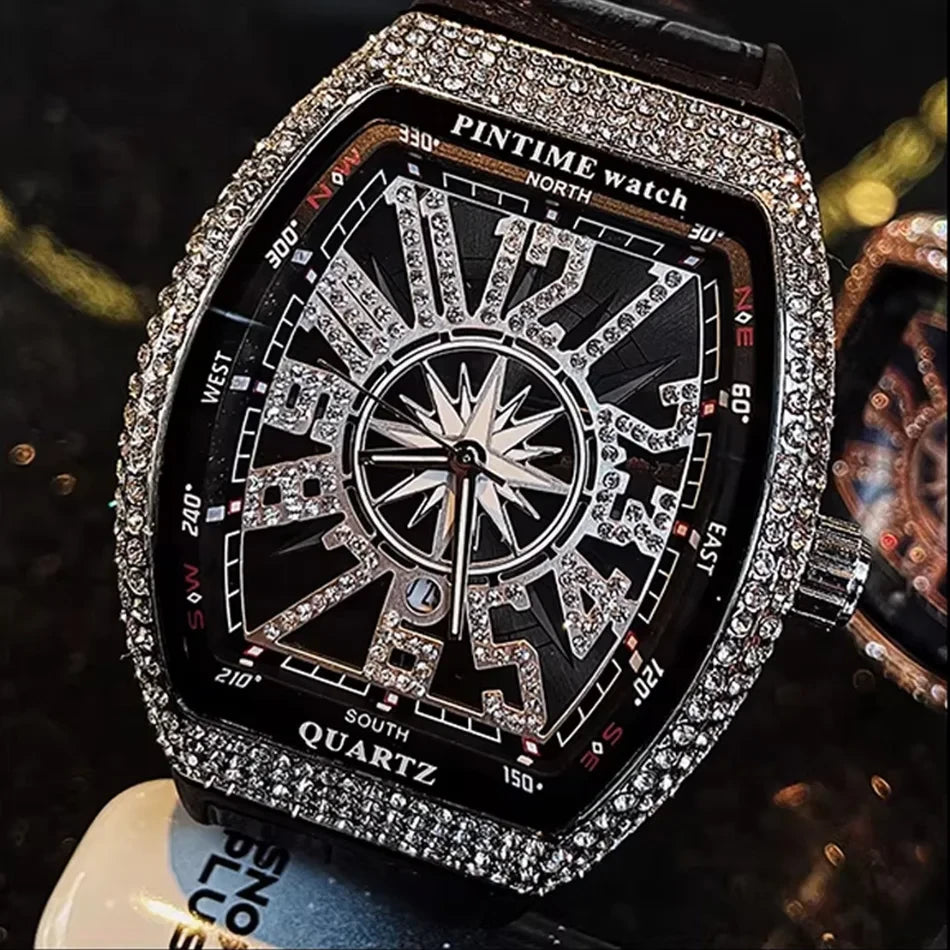 Pintime Diamond Inlay Tonneau Watch
