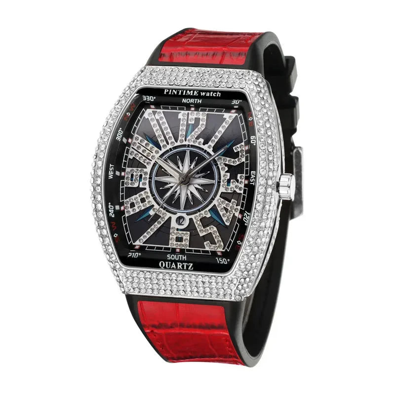 Pintime Diamond Inlay Tonneau Watch