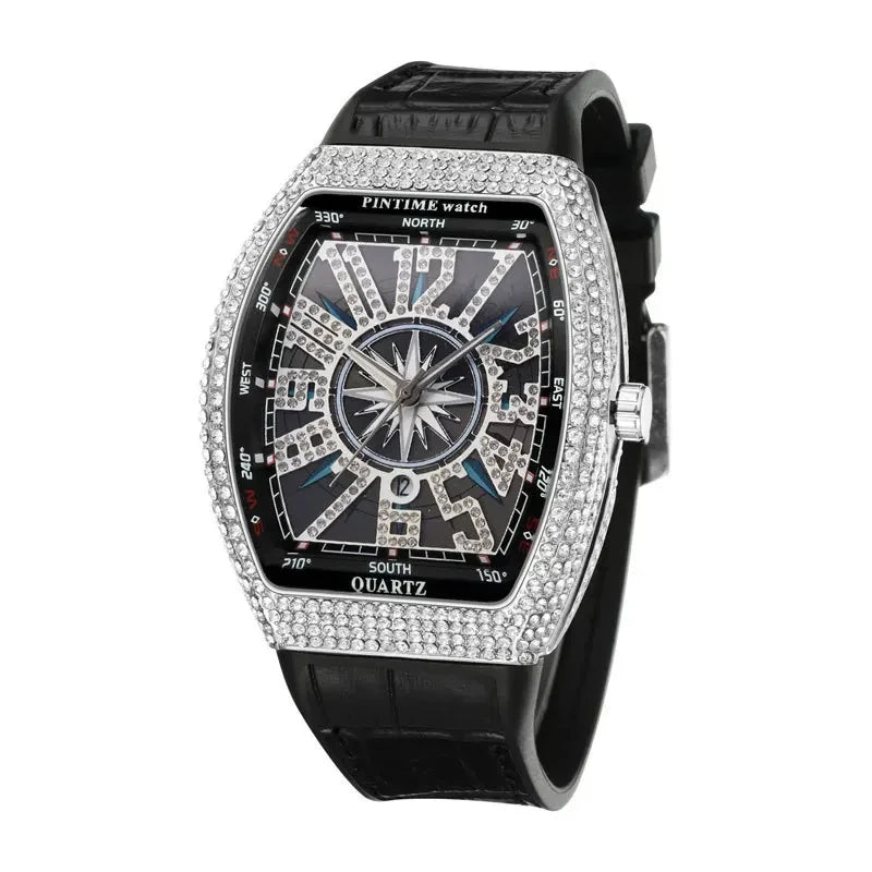 Pintime Diamond Inlay Tonneau Watch
