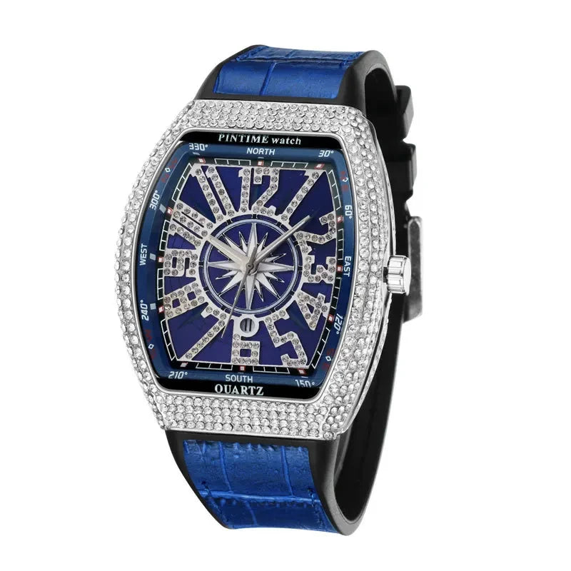 Pintime Diamond Inlay Tonneau Watch
