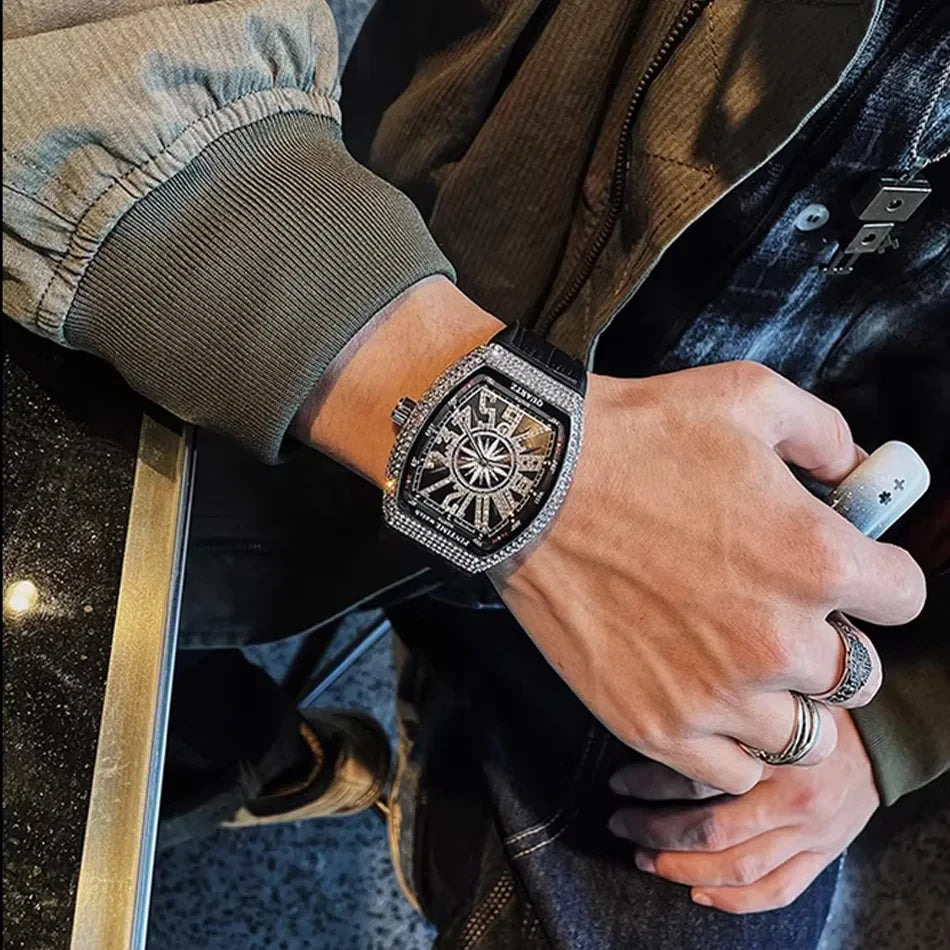 Pintime Diamond Inlay Tonneau Watch