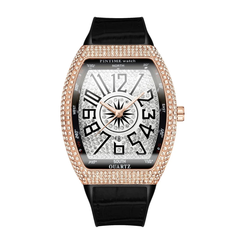 Pintime Diamond Inlay Tonneau Watch