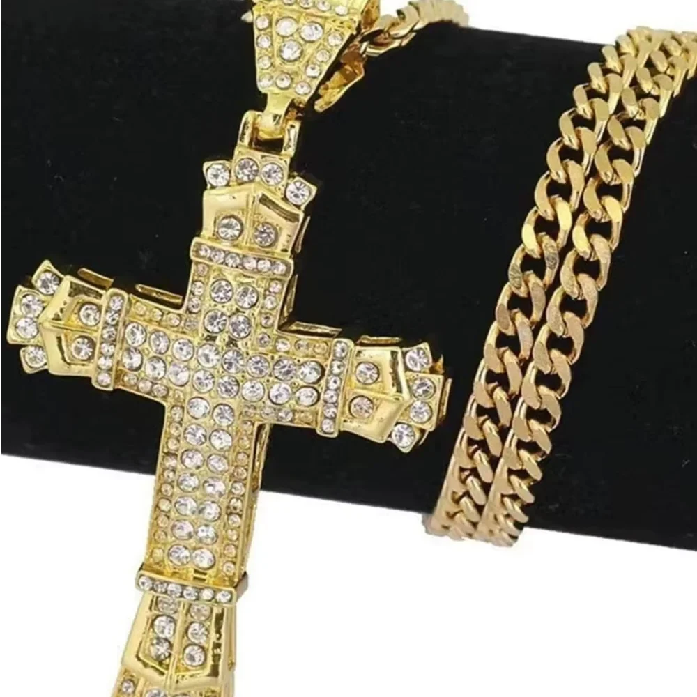 Minimalist Rhinestone Cross Pendant Necklace