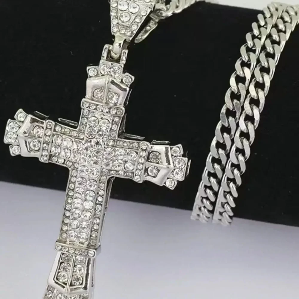 Minimalist Rhinestone Cross Pendant Necklace