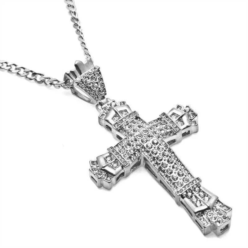 Minimalist Rhinestone Cross Pendant Necklace