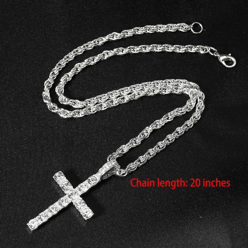 Iced Out Stacked Crosses Pendant Necklace