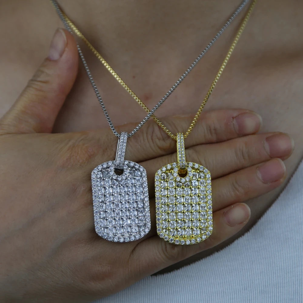 Iced Out Square Pendant Necklace