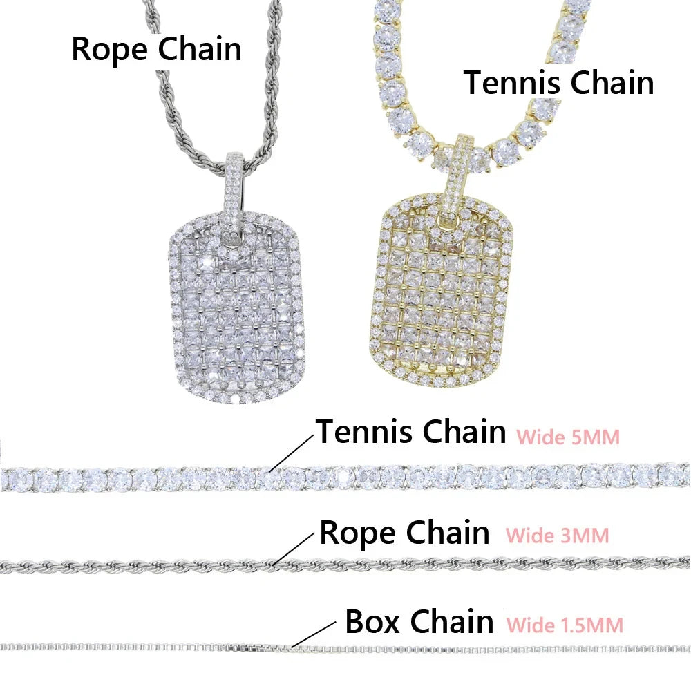 Iced Out Square Pendant Necklace