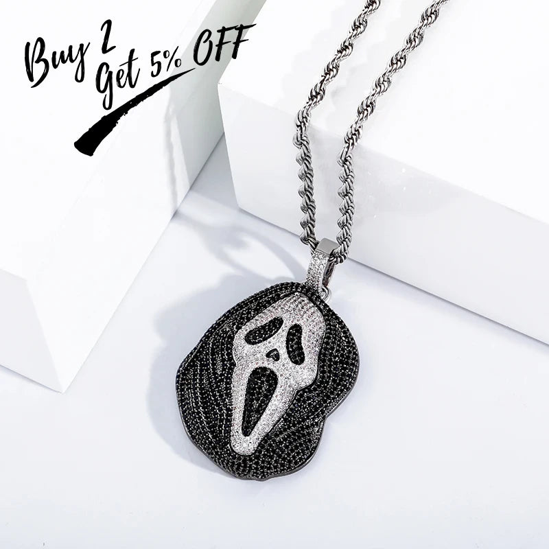 Iced Skull Pendant Tennis Necklace