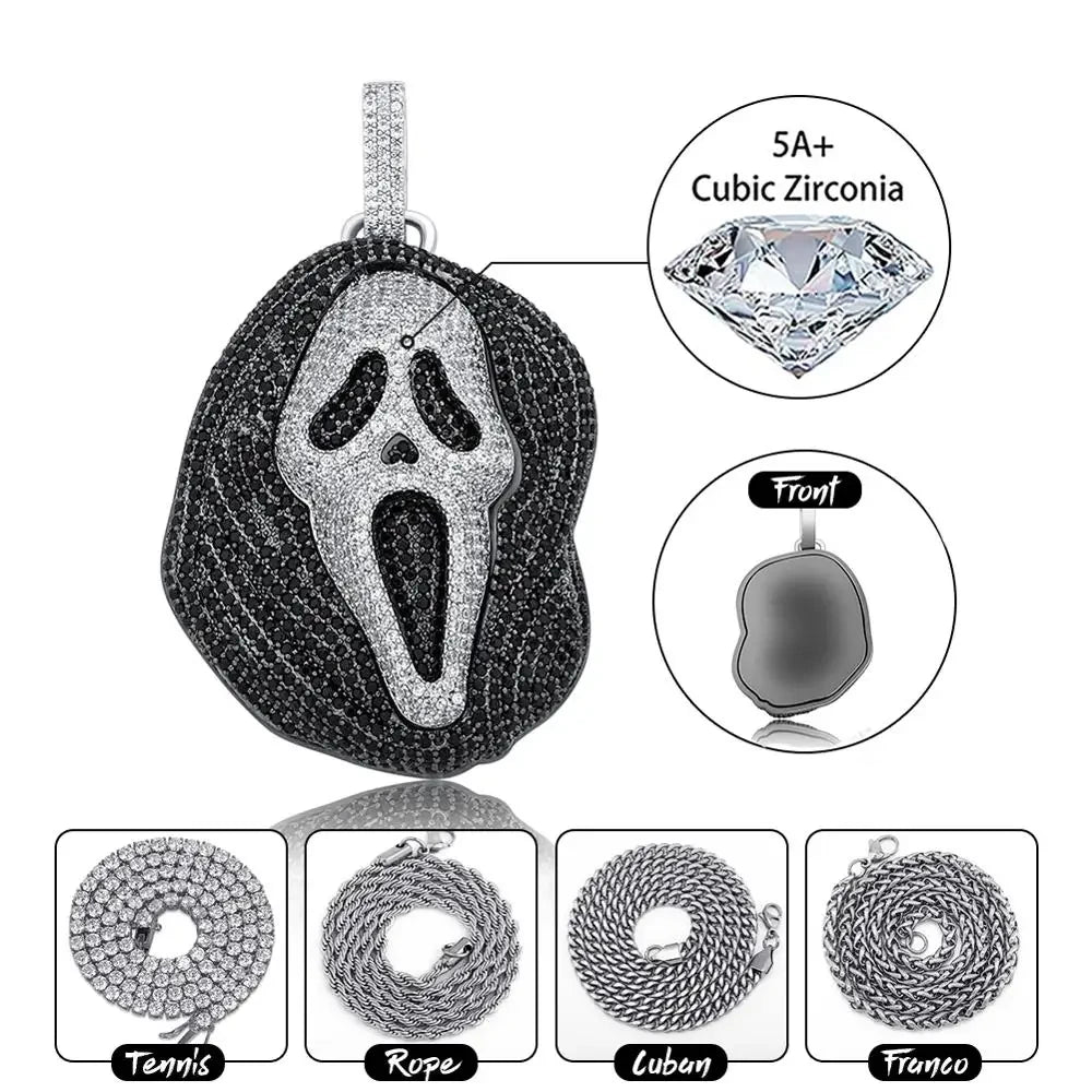 Iced Skull Pendant Tennis Necklace