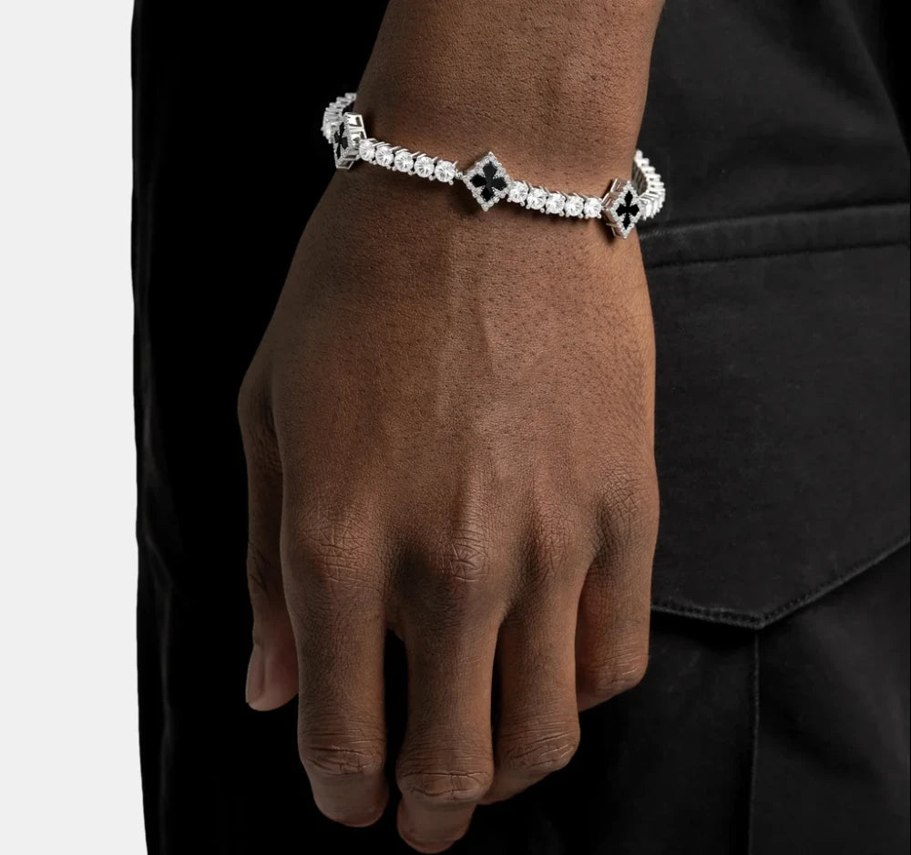 Iced Out Clover Tennis Bracelet