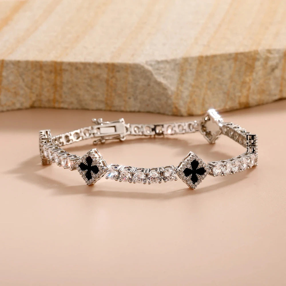 Iced Out Clover Tennis Bracelet
