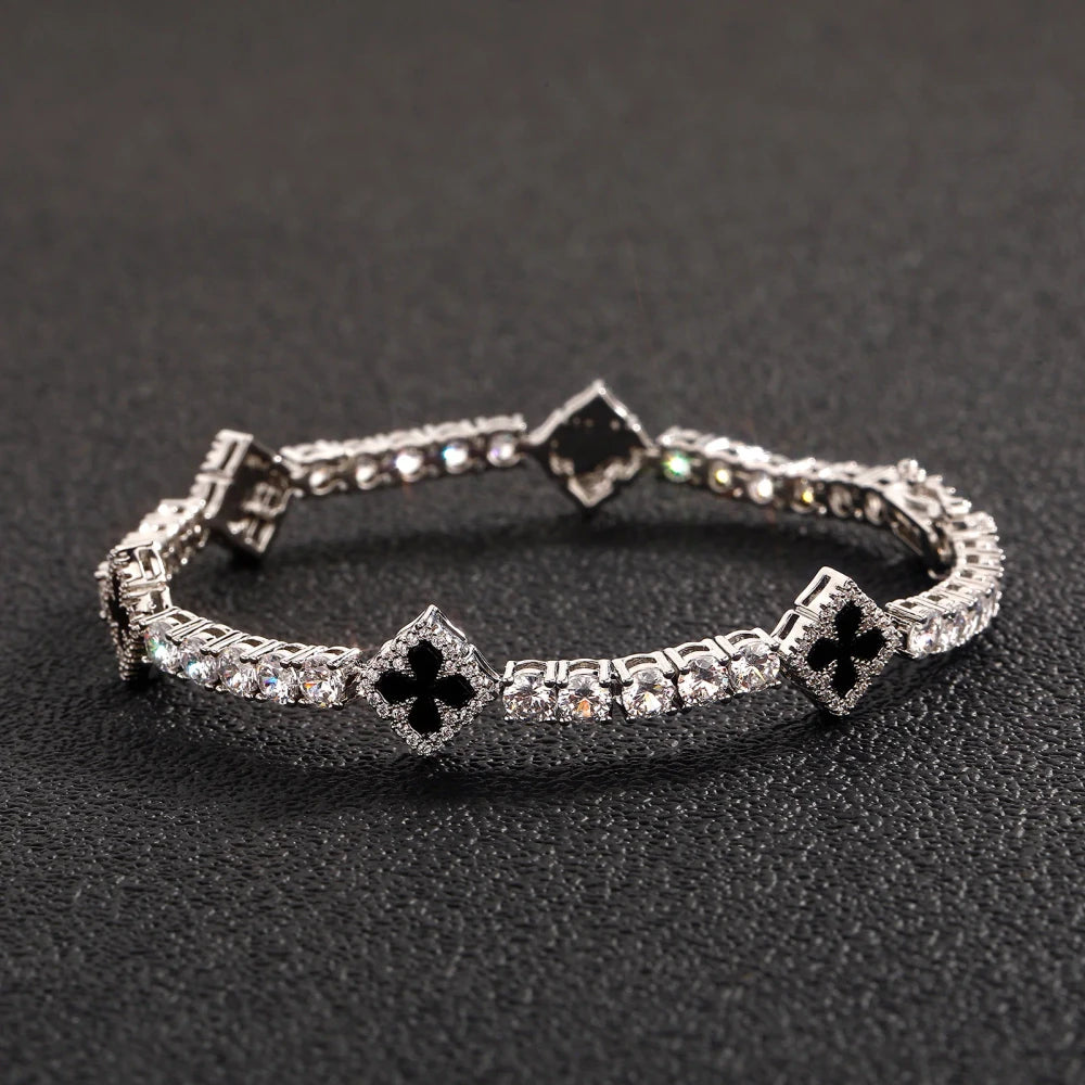 Iced Out Clover Tennis Bracelet