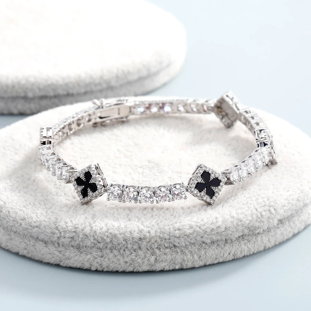 Iced Out Clover Tennis Bracelet