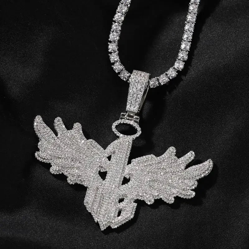 Large Wing Zircon Pendant Necklace