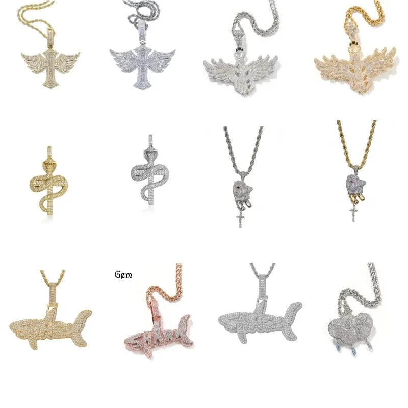 Large Wing Zircon Pendant Necklace