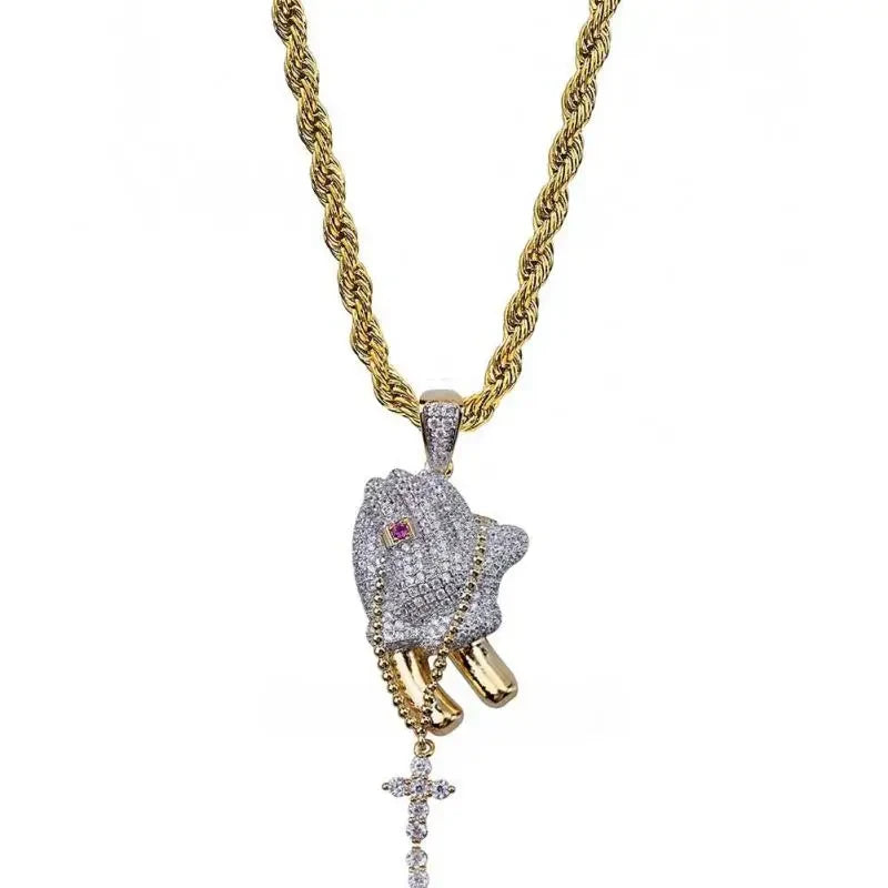Large Wing Zircon Pendant Necklace