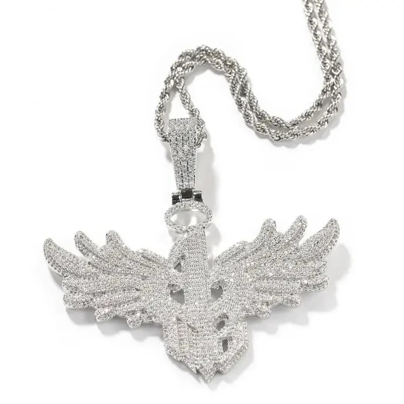 Large Wing Zircon Pendant Necklace