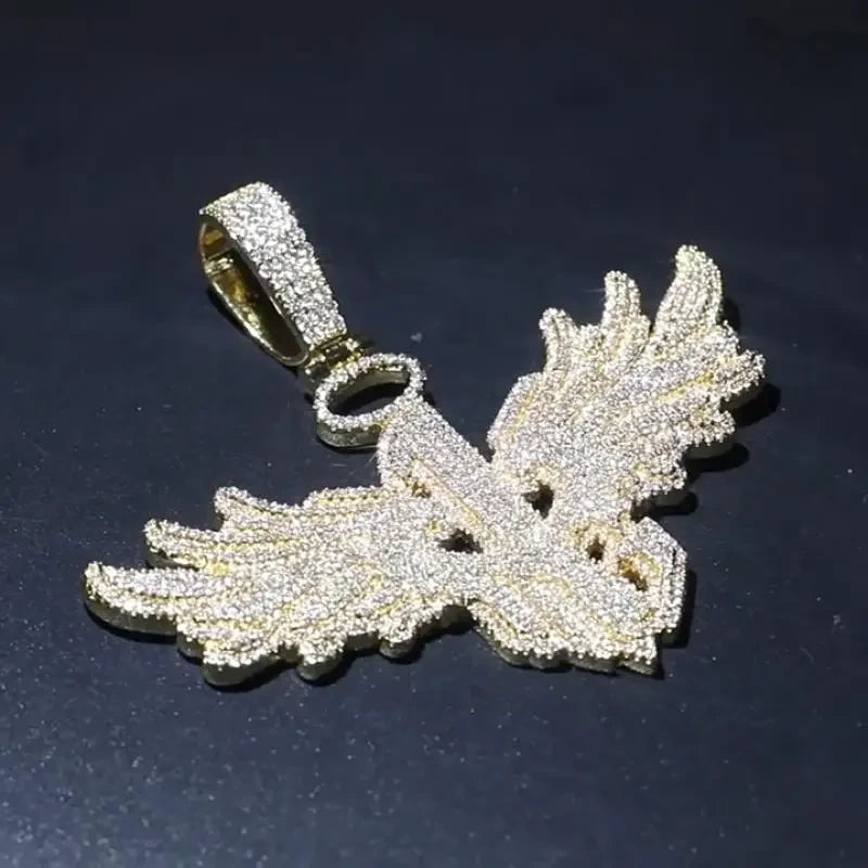 Large Wing Zircon Pendant Necklace