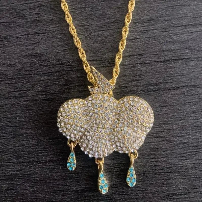Large Wing Zircon Pendant Necklace