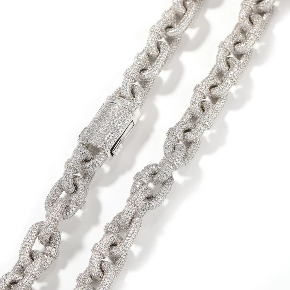 Locked Link Paved Cubic Zirconia Chain
