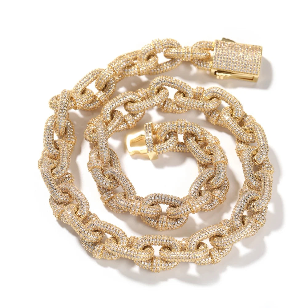 Locked Link Paved Cubic Zirconia Chain