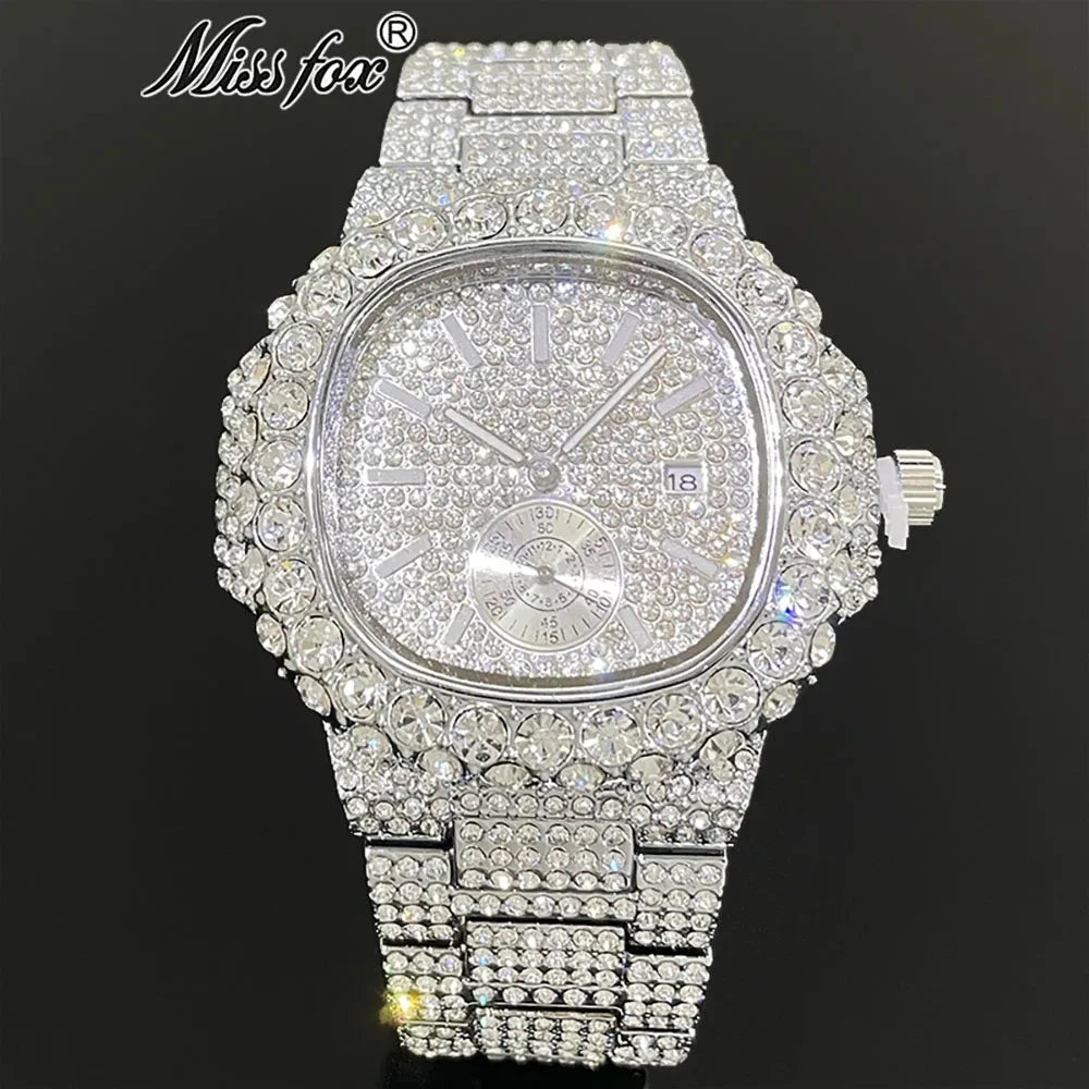 Iced Diamond Gold Quartz Watch