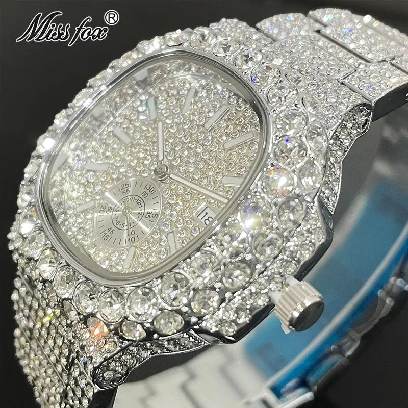 Iced Diamond Gold Quartz Watch
