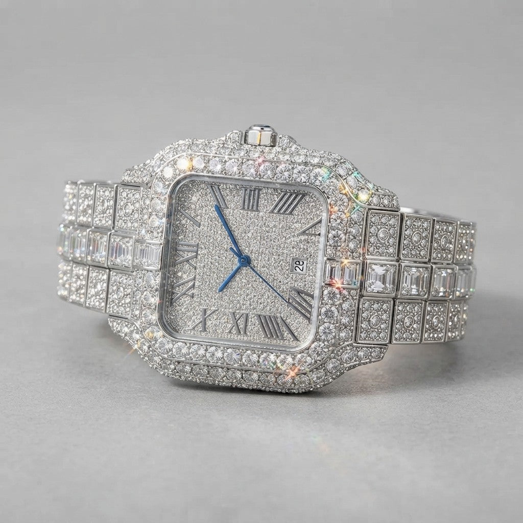 Iced Out Square Quartz Watch