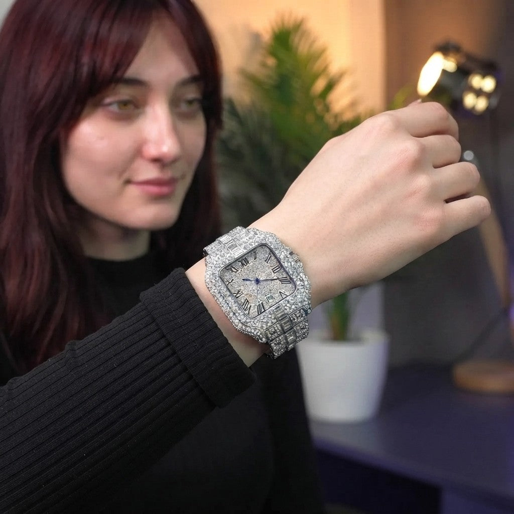 Iced Out Square Quartz Watch