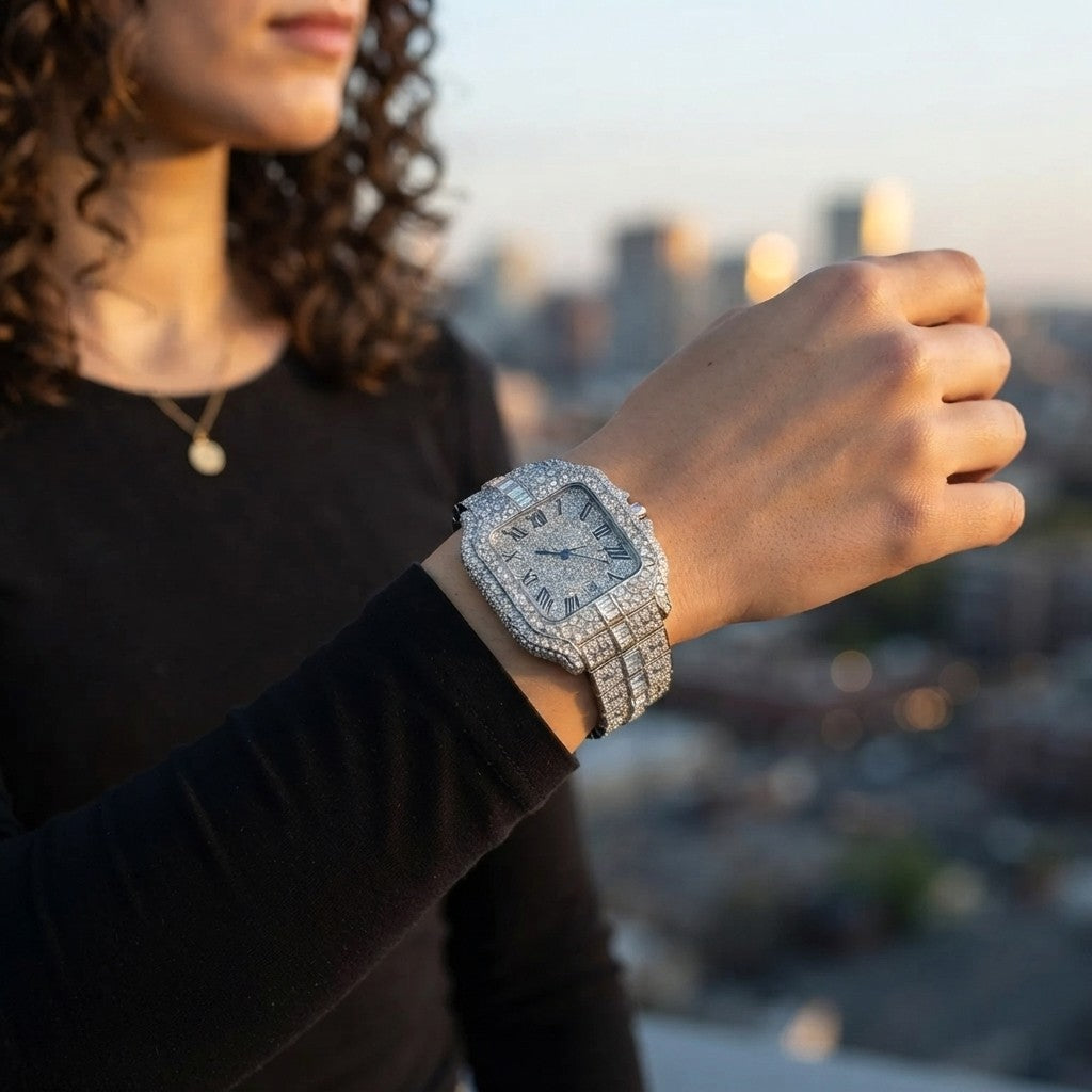 Iced Out Square Quartz Watch