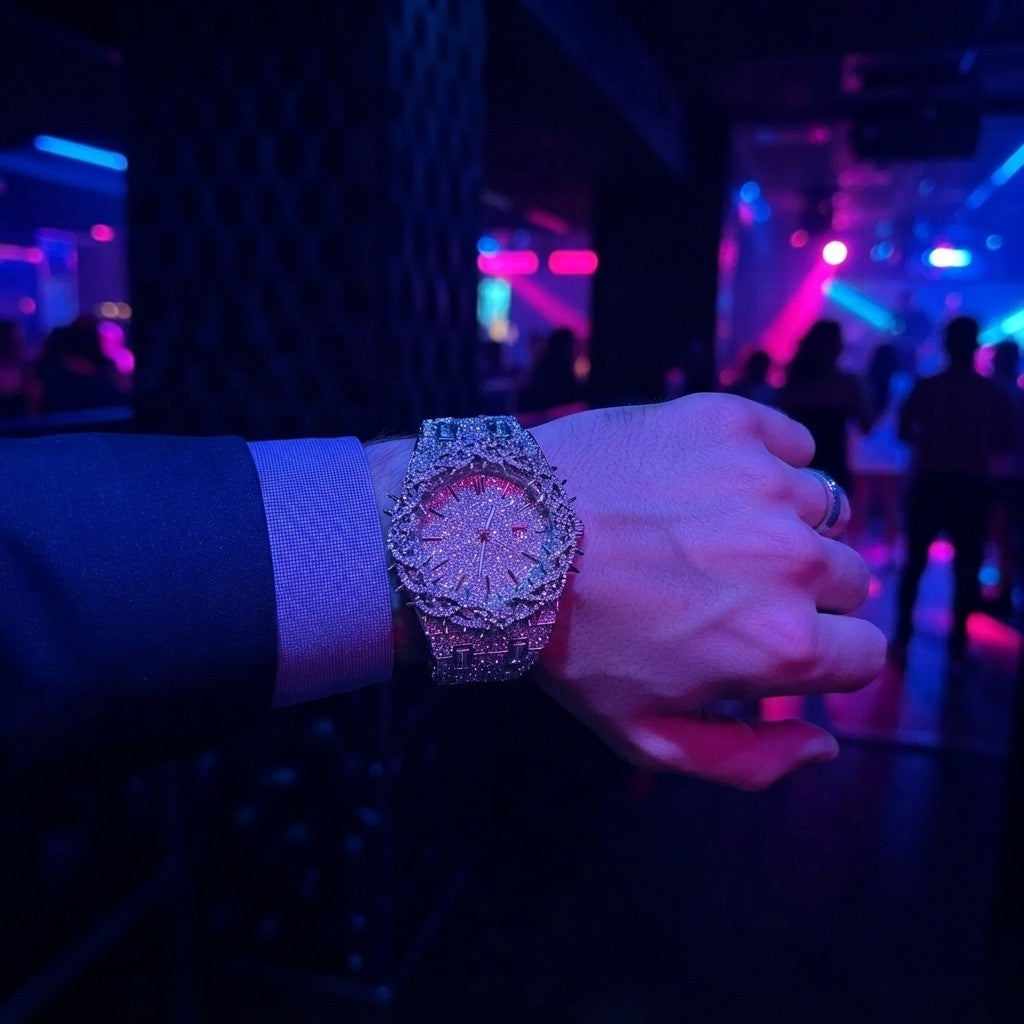 Iced Out Rhinestone Thorn Spike Watch