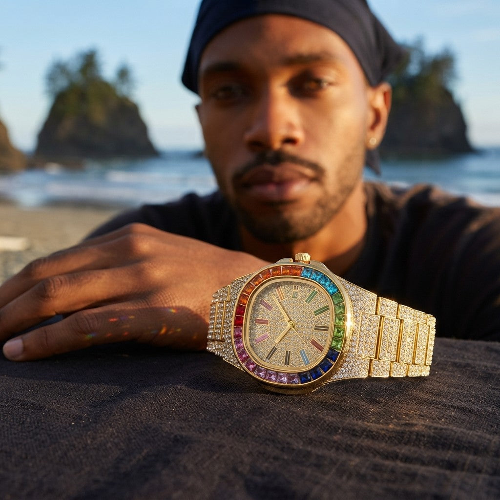 Iced Out Square Quartz Watch